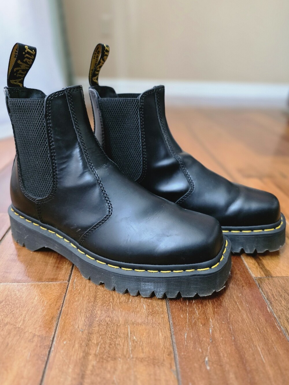 Dr Martens 2976 Bex Squared Chelsea Boots Black Leather Platform Womens 9
